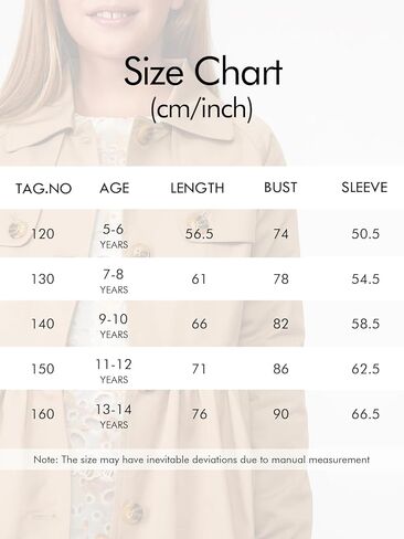 معطف Meikulo للفتيات بصدر واحد سترات خارجية مقاومة للرياح للأعمار من 5 إلى 14 عامًا in Kuwait