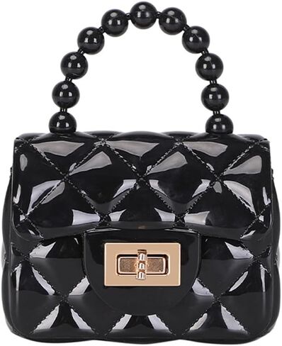 Little Girls Mini Purse PVC Handbag Bag Coin Wallets for Kids Gifts Presents (Black) in Saudi Arabia