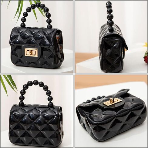 Little Girls Mini Purse PVC Handbag Bag Coin Wallets for Kids Gifts Presents (Black) in Saudi Arabia
