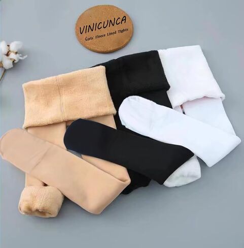 VINICUNCA جوارب طويلة مبطنة بالصوف للفتيات عالية الخصر للشتاء دافئة وقابلة للتمدد للأطفال in Kuwait