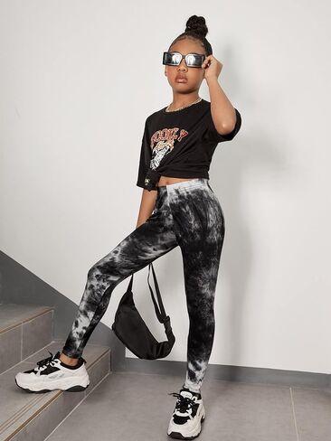 WDIRARA Girl's Camo Print Athletic Leggings Dance Running Yoga Knitted Pants in Saudi Arabia