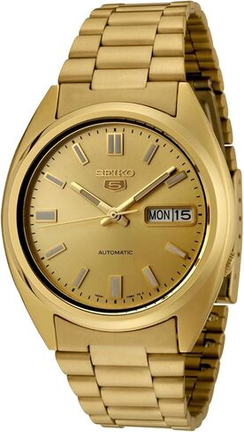 Seiko Men's SNXS80K 5 Automatic Gold Dial Gold-Tone Stainless Steel Watch in Saudi Arabia