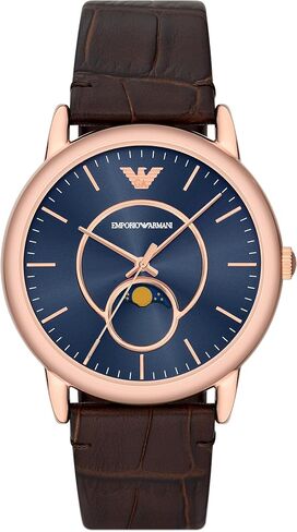 Emporio Armani Men's Three-Hand Date Black Leather Watch in Kuwait