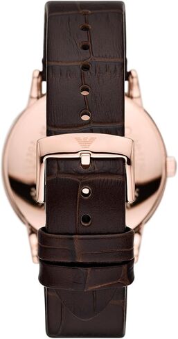 Emporio Armani Men's Three-Hand Date Black Leather Watch in Kuwait