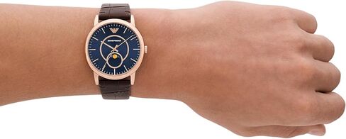 Emporio Armani Men's Three-Hand Date Black Leather Watch in Kuwait