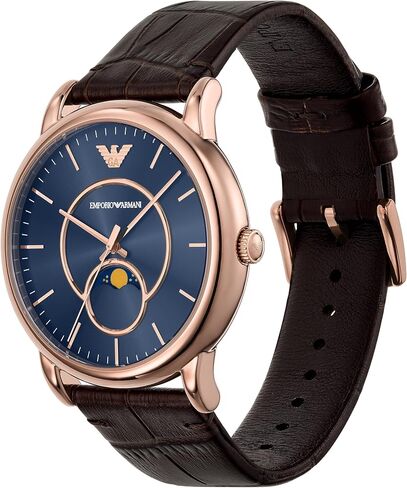 Emporio Armani Men's Three-Hand Date Black Leather Watch in Kuwait