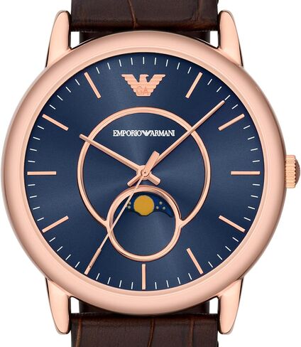 Emporio Armani Men's Three-Hand Date Black Leather Watch in Kuwait