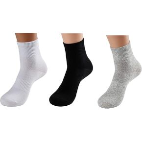 Crew Socks Cotton 5- Pairs， Men and Women Athletic Sports Casual Classic White,Shoe US( Women Size 6-9,Men Size 6-9)