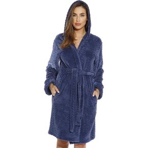 Just Love Kimono Robe Chevron Texture Fleece Hooded Bath Robes for Women in Kuwait