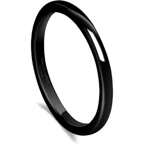 Fyrddyn 2mm 4mm Tungsten Wedding Band Ring for Men Women Gold/Rose Gold/Silver/Black Domed High Polish Comfort Fit 4-13