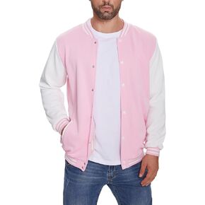babyhealthy Men's Varsity Jacket Baseball Bomber Jacket Slim Fit Button Down Letterman Jacket Winter Coat