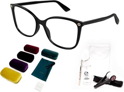 Gucci GG0026O Square Shape Eyeglasses + Bundle with eSHADES Luxury Eyewear Kit in Saudi Arabia
