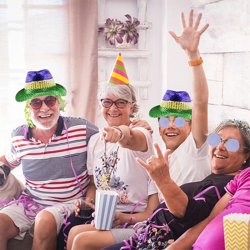 مجموعة اكسسوارات ازياء ماردي غرا تتضمن قبعة ماردي غرا فيدورا مع ترتر ونظارات شمسية للبالغين، قبعة ترتر بنمط هوليوود اكسسوارات ازياء تنكرية لوازم تزيين الحفلات in Kuwait