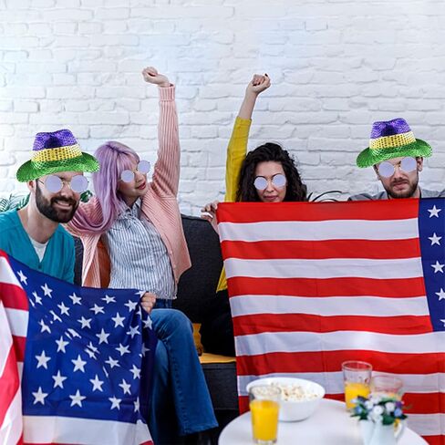 مجموعة اكسسوارات ازياء ماردي غرا تتضمن قبعة ماردي غرا فيدورا مع ترتر ونظارات شمسية للبالغين، قبعة ترتر بنمط هوليوود اكسسوارات ازياء تنكرية لوازم تزيين الحفلات in Kuwait