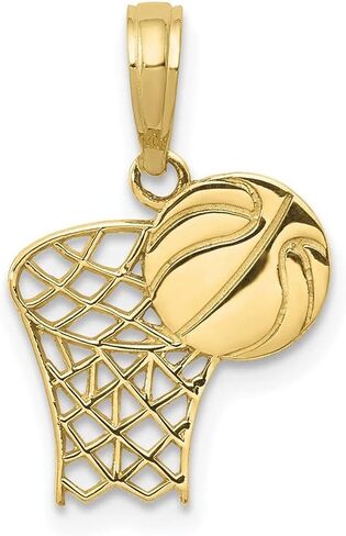Diamond2Deal 10k Yellow Gold Basketball Hoop and Ball Pendant (L- 18 mm W- 12 mm), Metal in Saudi Arabia