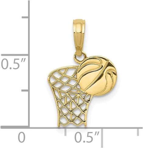 Diamond2Deal 10k Yellow Gold Basketball Hoop and Ball Pendant (L- 18 mm W- 12 mm), Metal in Saudi Arabia