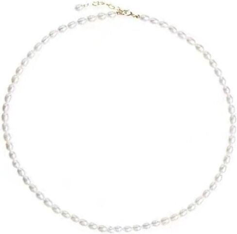 قلادة من لؤلؤ البذور الطبيعية، مملوءة بالذهب عيار 14 قيراط، 7-8 مم لكل لؤلؤة، 15.7 بوصة + 1.18 بوصة، قلادة من لؤلؤ المياه العذبة الطبيعية للنساء والفتيات، سلسلة الترقوة، صناعة يدوية دقيقة، هدية، زفاف، عيد ميلاد in Kuwait