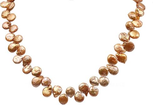 JYX Pearl Necklace Classic 9.5-10mm Yellow Button Freshwater Pearl Necklace for Women 17.5inch in Saudi Arabia