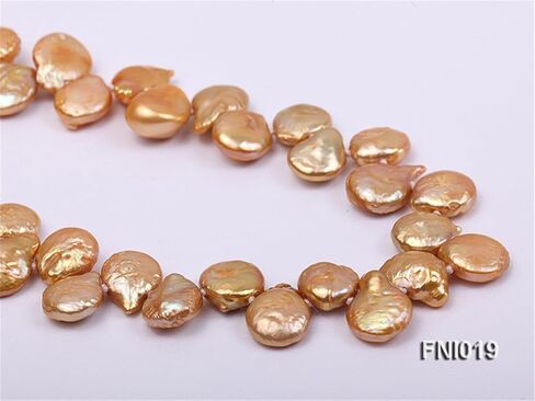 JYX Pearl Necklace Classic 9.5-10mm Yellow Button Freshwater Pearl Necklace for Women 17.5inch in Saudi Arabia