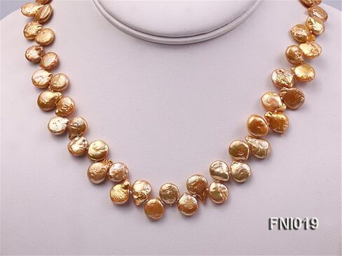 JYX Pearl Necklace Classic 9.5-10mm Yellow Button Freshwater Pearl Necklace for Women 17.5inch in Saudi Arabia
