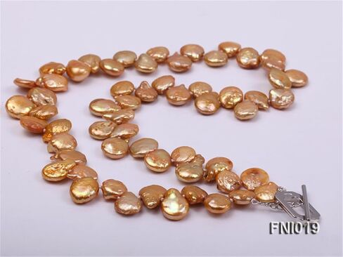 JYX Pearl Necklace Classic 9.5-10mm Yellow Button Freshwater Pearl Necklace for Women 17.5inch in Saudi Arabia
