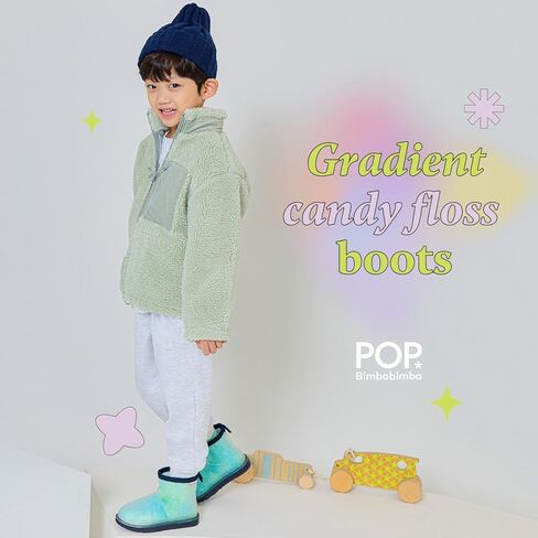 Bimbobimba للجنسين - أطفال بنات أولاد شتوي مطر ثلجي مقاوم للماء فرو صناعي مبطن قصير أنيق للكاحل مع بطانة متدرجة بلون الحلوى وجزء علوي شفاف غير لامع للأطفال الصغار in Kuwait