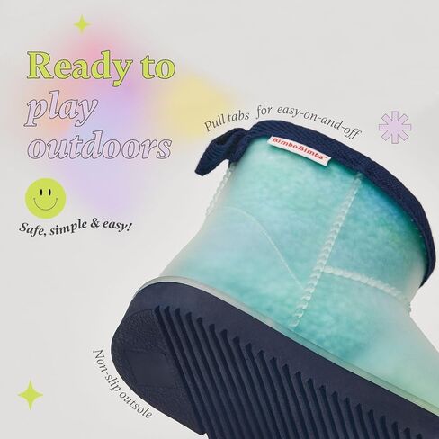 Bimbobimba للجنسين - أطفال بنات أولاد شتوي مطر ثلجي مقاوم للماء فرو صناعي مبطن قصير أنيق للكاحل مع بطانة متدرجة بلون الحلوى وجزء علوي شفاف غير لامع للأطفال الصغار in Kuwait