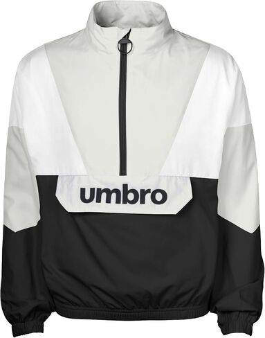 Umbro Girls' Pullover 1/2 Zip Jacket, Black Beauty/White in Saudi Arabia