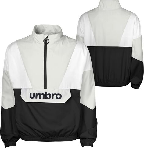 Umbro Girls' Pullover 1/2 Zip Jacket, Black Beauty/White in Saudi Arabia