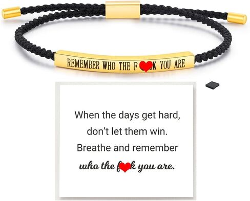 Remember Who The You Are Tube Bracelet For Women Men, 18k Gold Handmade Adjustable Trendy Charms Stainless Steel To My Daughter/Best Friend Inspirational Gifts Jewelry in Saudi Arabia