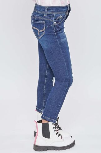 YMI Toddler Girl Adjustable Waistband Snap Button Lightly Distressed Skinny Jean in Saudi Arabia