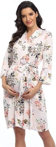 Women's Floral Maternity Robe/Labor and Delivery Robe for Hospital Robe/Nursing Pregnancy Robe Sleepwear in Saudi Arabia