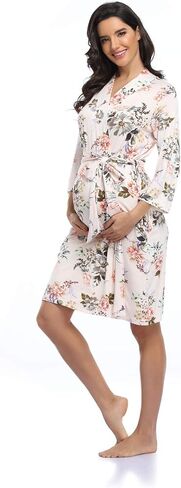 Women's Floral Maternity Robe/Labor and Delivery Robe for Hospital Robe/Nursing Pregnancy Robe Sleepwear in Saudi Arabia