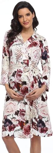 Women's Floral Maternity Robe/Labor and Delivery Robe for Hospital Robe/Nursing Pregnancy Robe Sleepwear in Saudi Arabia