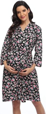 Women's Floral Maternity Robe/Labor and Delivery Robe for Hospital Robe/Nursing Pregnancy Robe Sleepwear in Saudi Arabia