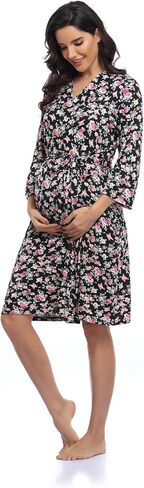 Women's Floral Maternity Robe/Labor and Delivery Robe for Hospital Robe/Nursing Pregnancy Robe Sleepwear in Saudi Arabia