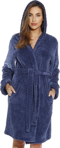 Just Love Kimono Robe Chevron Texture Fleece Hooded Bath Robes for Women in Saudi Arabia