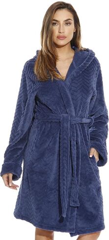 Just Love Kimono Robe Chevron Texture Fleece Hooded Bath Robes for Women in Saudi Arabia