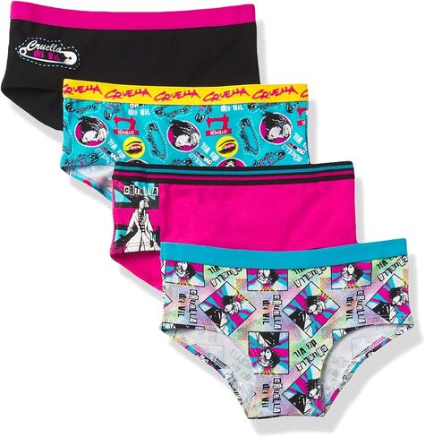Disney Girls' Cruella 4-Pack of Super Soft Cotton-Blend Underwear, Sizes 6, 8 and 10 in Saudi Arabia