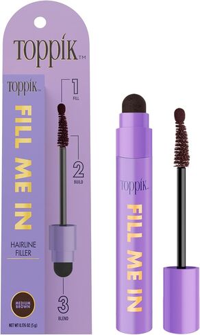 Toppik Fill Me In Hairline Filler, Hair Color Root Touchup, Hair Fibers Wand, Fills In Thinning Hairline, Hair Styling Product, 0.176 oz (5 g) Medium Brown in Saudi Arabia