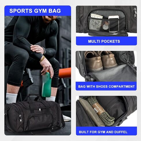 Miramrax Gym Bag Duffle Bags for Men Women with Shoes Compartment Sport Weekend Travel Overnight Carry On Bag for Tactical Military Travel Work Out Bags (2.0 Green) in Kuwait
