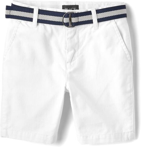 The Children's Place Boys' Stretch Chino Shorts, White, 16,boys,Belted Chino Shorts,Simply White,16 in Saudi Arabia