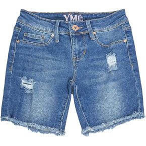 YMI Girls Essential Mid Rise Bike Shorts with Fray Hem