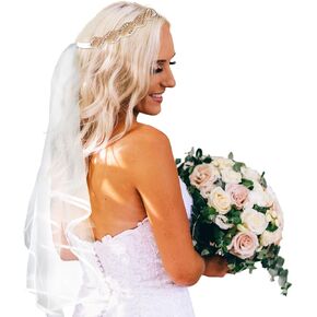Jaciya Bachelorette Party Veil Bridal Shower Veil Bachelorette Party Favors Engagement Decoration Rose Gold Rhinestone Headband Wedding Veils for Brides White in Kuwait