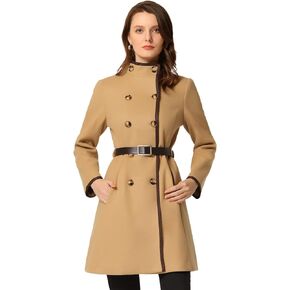 Allegra K Women's Peacoat Trench Long Coat Belted Winter Stand Collar Coats in Saudi Arabia