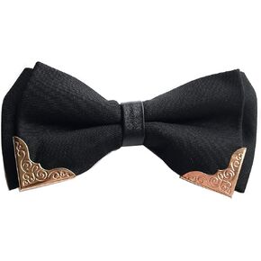 Elfeves Men's Golden Metal Edged Bow Ties Pre-tie Double Layers Party Bowties