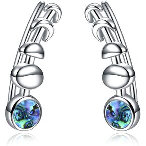 925 Sterling Silver Moon Phase Ear Crawler Cuff Earrings Ear Climber Hypoallergenic Moonstone Earrings