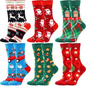 BISOUSOX Women’s Christmas Socks Fun Dress Socks Colorful Crazy Novelty Crew Socks Christmas Gifts for Women Girls Mom