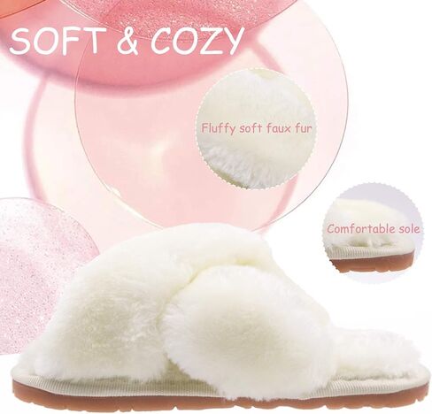 ISZPLUSH Girl's Fluffy Slippers Kids' Fuzzy Slippers Slide Sandals Leopard Tie Dye Cross Band Plush Open Toe Slip on House Bedroom Slippers in Kuwait