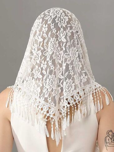 HEREAD مصلى الكاثوليكية الدانتيل الحجاب الكنيسة مانتيا حجاب الزفاف مع مشط اللاتينية كتلة وشاح الرأس يغطي للعرائس والنساء in Kuwait